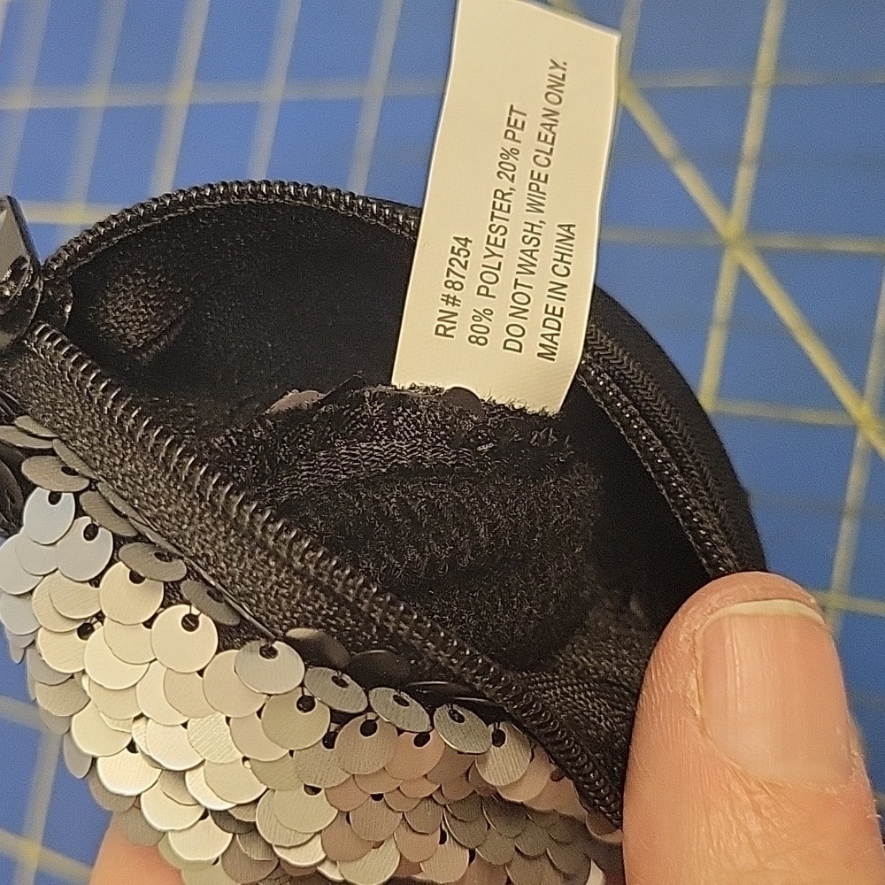Silver Sequin Drawstring Pouch 4x7 - Picture 5 of 5